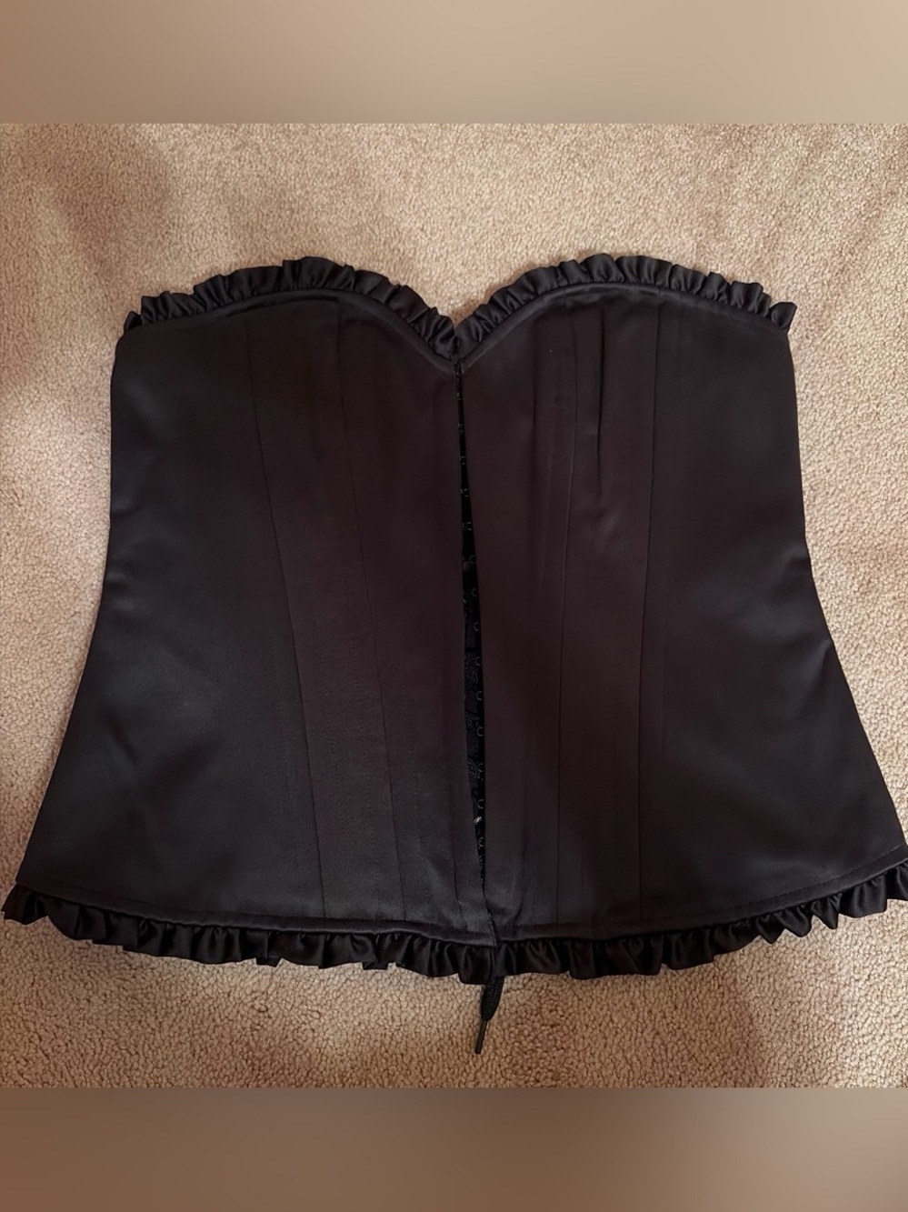 Hustler Hollywood Black Strapless Ruffle Corset Bandeau